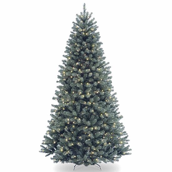 National Tree Co. North Valley Spruce Blue Hinged 7 1/2 Foot Pre-Lit Spruce Christmas Tree