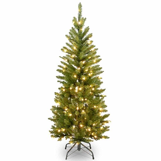 National Tree Co. Kingswood Fir Hinged Pencil 4 1/2 Foot Pre-Lit Fir Christmas Tree