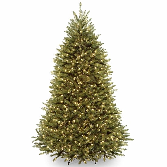 National Tree Co. Dunhill Fir Hinged 7 Foot Pre-Lit Fir Christmas Tree