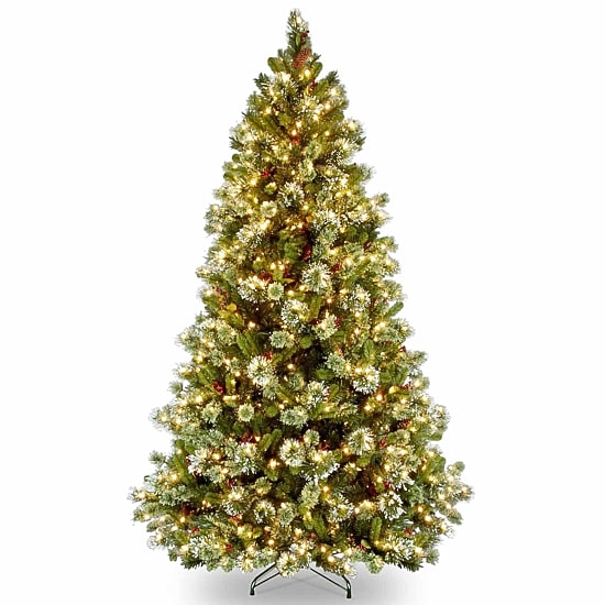 National Tree Co. Wintry Pine 7 1/2 Foot Pre-Lit Flocked Pine Christmas Tree