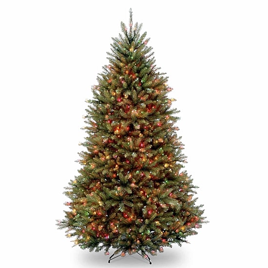 National Tree Co. Dunhill Fir Hinged 7 1/2 Foot Pre-Lit Fir Christmas Tree