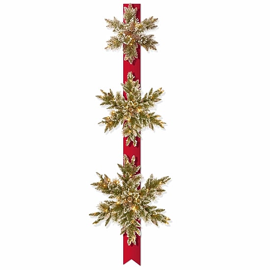 National Tree Co. Glittery Bristle Pine Snowflakes Christmas Yard Art