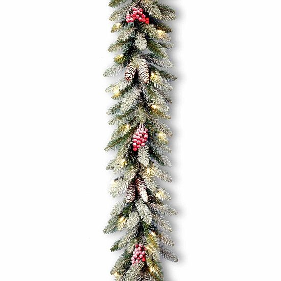 National Tree Co. Snow Splashed Dunhill  Fir Christmas Indoor Outdoor Garland