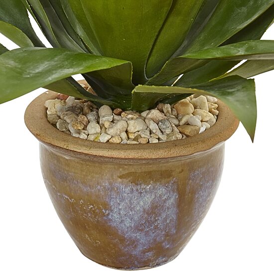 Agave Artificial Plant in Glazed Clay Pot
