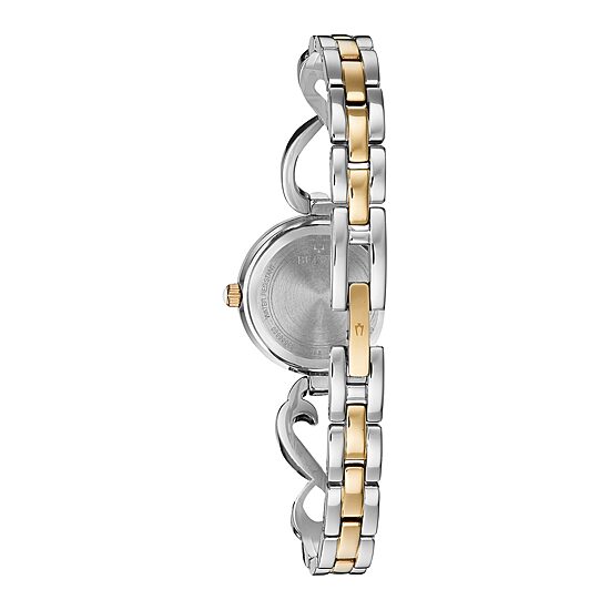 Bulova Crystal Womens Two Tone Stainless Steel Watch Boxed Set 98x120