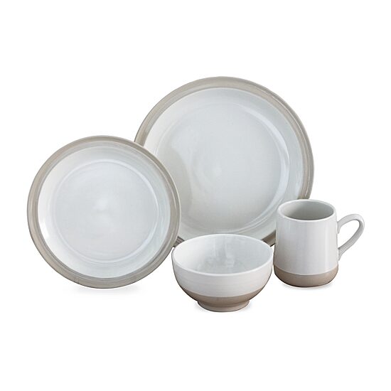 Baum Grayden White 16-pc. Stoneware Dinnerware Set