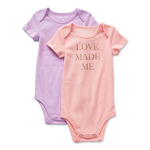 Okie Dokie Baby Girls Crew Neck Short Sleeve Rib 2-pc. Bodysuit, 6 Months, Pink