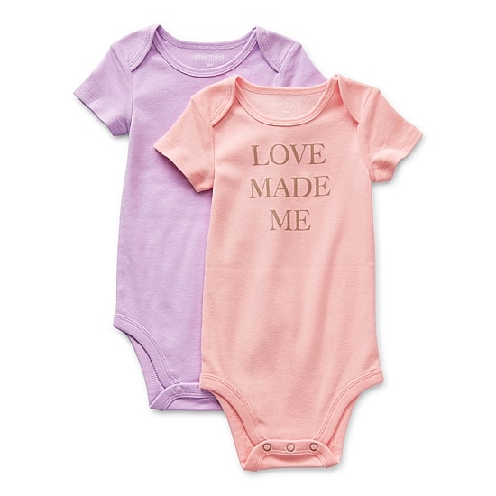 Okie Dokie Baby Girls Crew Neck Short Sleeve Rib 2-pc. Bodysuit