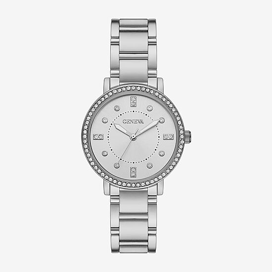 Geneva Ladies Womens Crystal Accent Silver Tone Bracelet Watch Fmdjm241