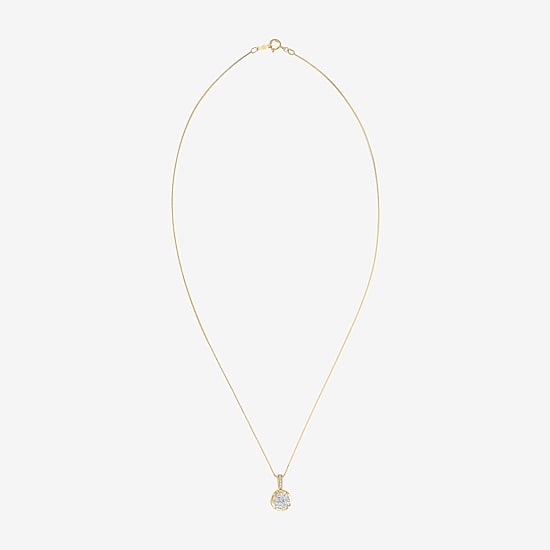 Diamond Blossom Womens 1/4 CT. T.W. Natural White Diamond 10K Gold Round 18 Inch Pendant Necklace