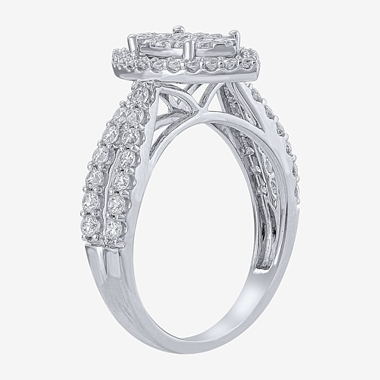 Diamond Blossom (H-I / I1) Womens 1 CT. T.W. Lab Grown White Diamond 10K Gold Marquise Halo Cocktail Ring