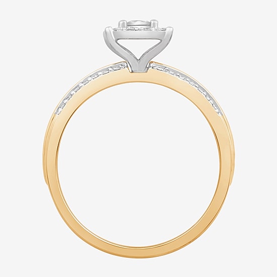 3PC His and Hers Trio Wedding Set Featuring 3/4 CT.T.W. Natural Diamond Womens Bridal Set and Mens Wedding Band in 10K or 14K Two Tone Gold