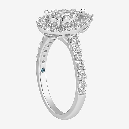 Signature By Modern Bride Womens 1 CT. T.W. Natural White Diamond 10K White Gold Pear Side Stone Halo Bridal Set