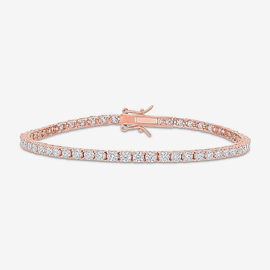 Womens 5 CT. T.W. Lab Created White Moissanite 18K Rose Gold Over Silver Tennis Bracelet