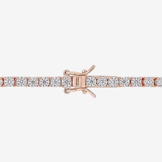Womens 5 CT. T.W. Lab Created White Moissanite 18K Rose Gold Over Silver Tennis Bracelet