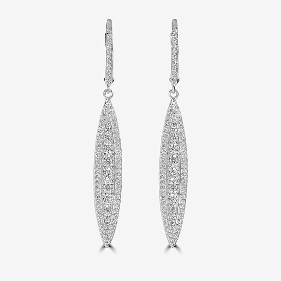 Diamonart Womens Cubic Zirconia Sterling Silver Curved Drop Earrings