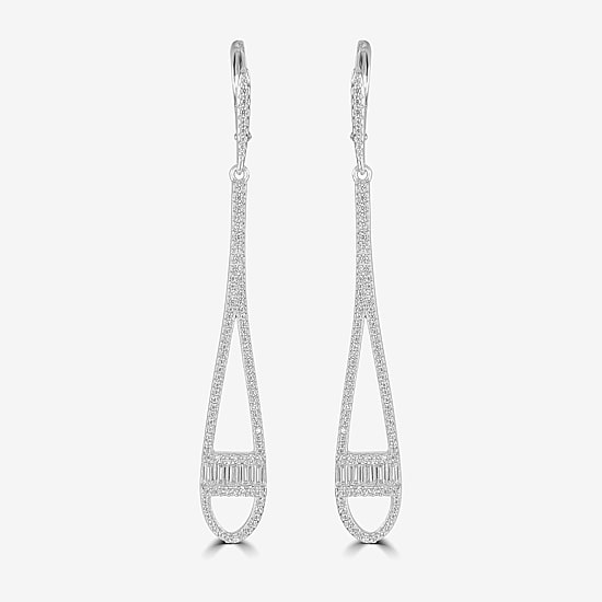 Diamonart Womens Cubic Zirconia Sterling Silver Drop Earrings