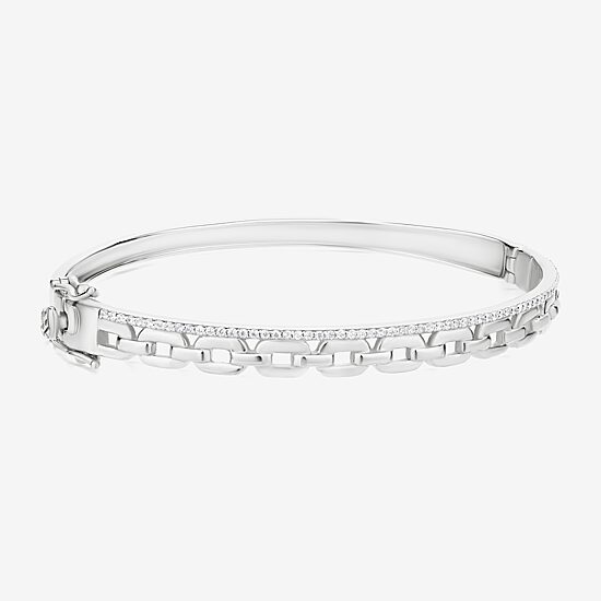 Diamonart Womens Cubic Zirconia Sterling Silver Round Bangle Bracelet