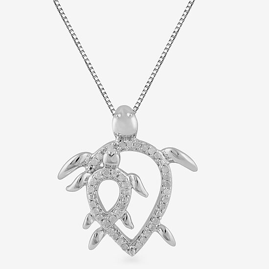 Turtle Womens 1/10 CT. T.W. Natural Diamond Sterling Silver 18 Inch Pendant Necklace