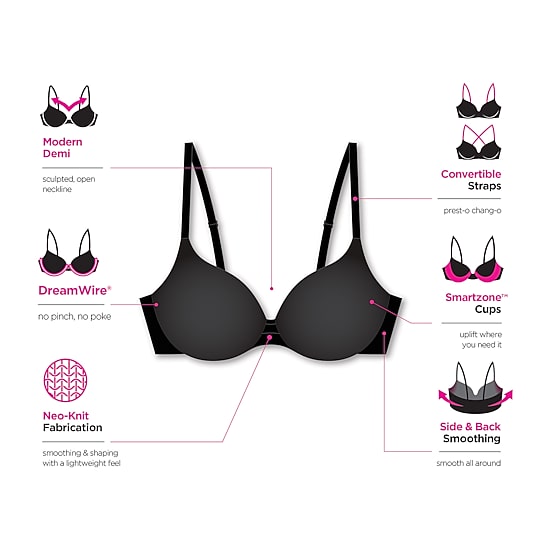 Maidenform One Fab Fit Womens Medium Support T-Shirt Underwire Demi Bra Dm2300