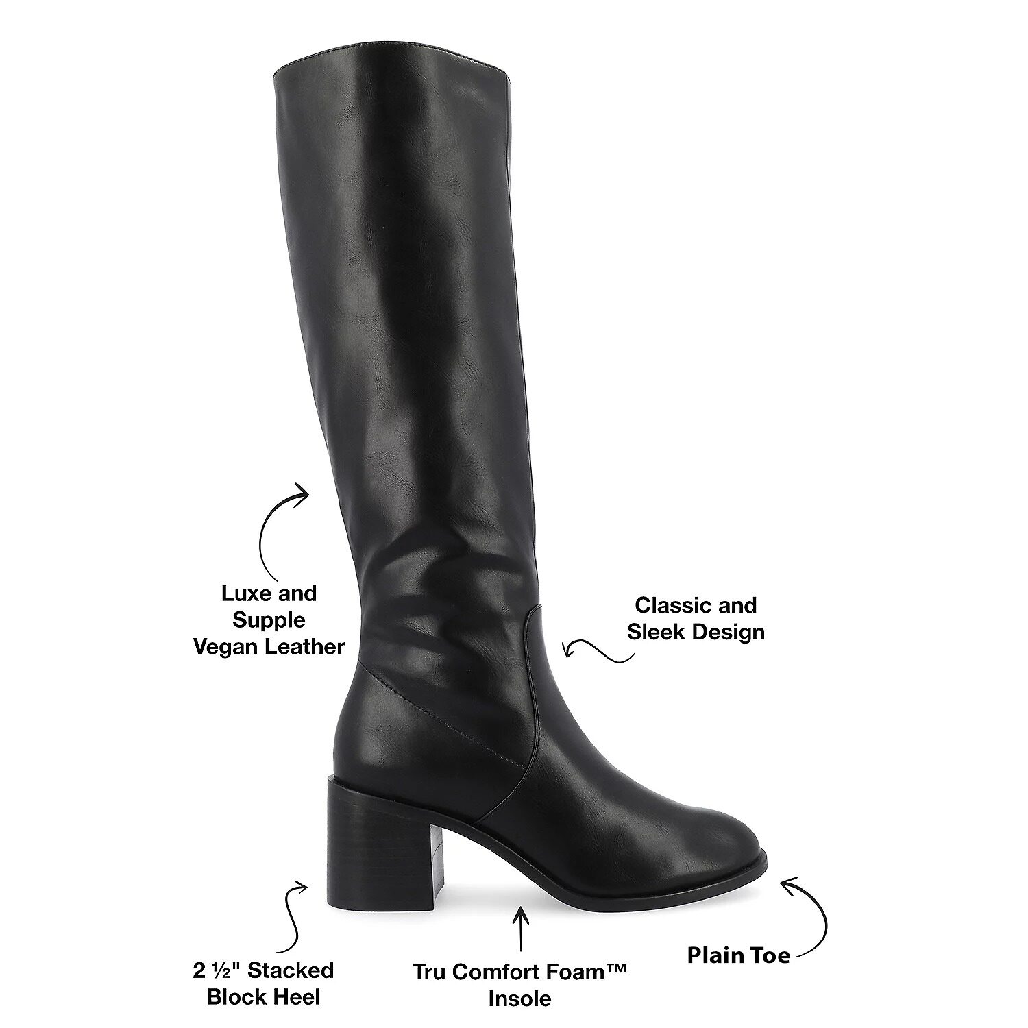 Journee Collection Womens Romilly Stacked Heel Dress Boots
