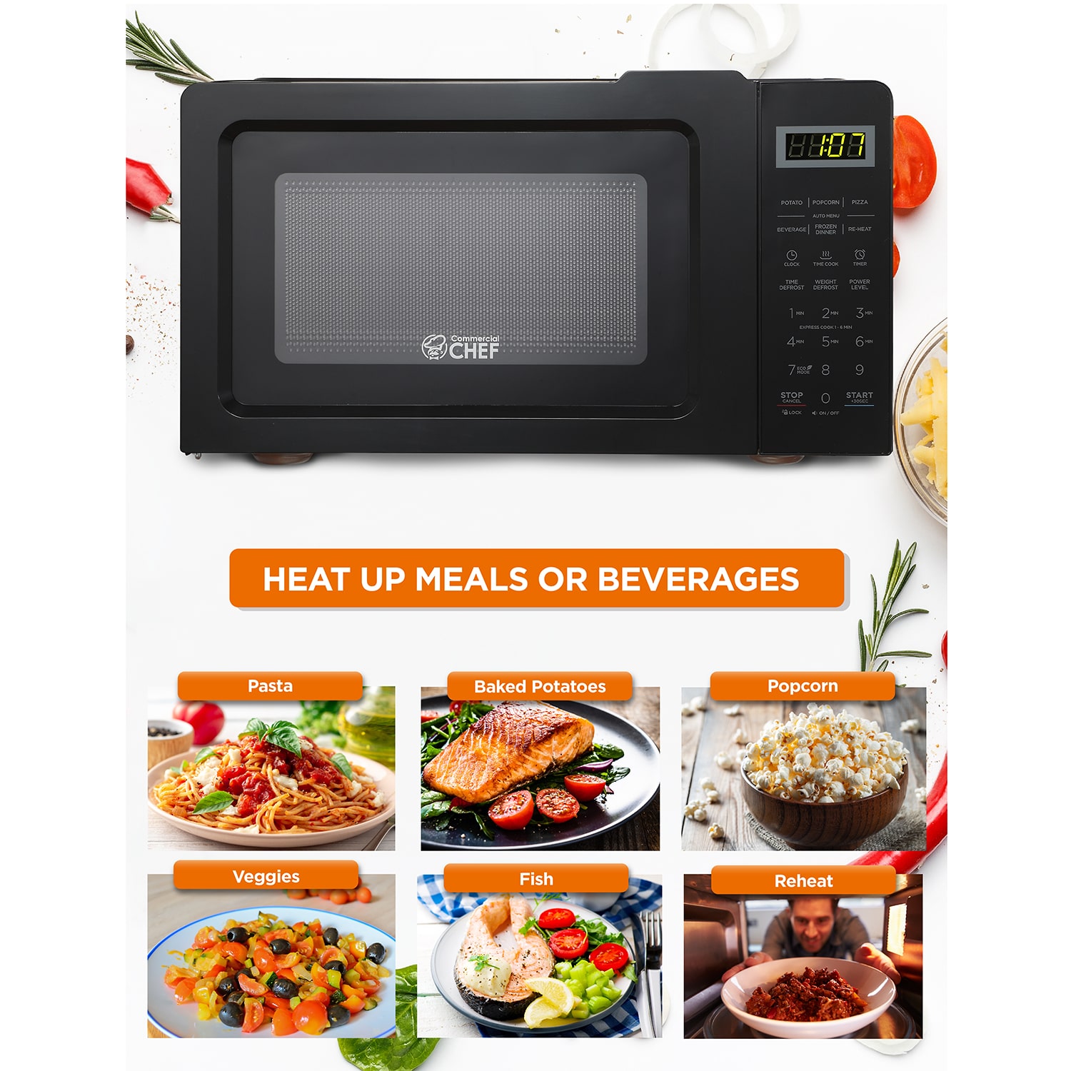 Commercial Chef 0.7-Cu. Ft. Countertop Microwave - Black