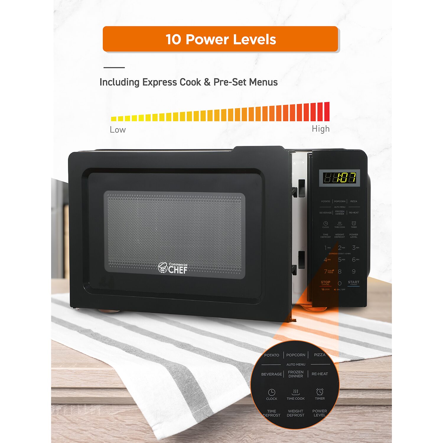 Commercial Chef 0.7-Cu. Ft. Countertop Microwave - Black