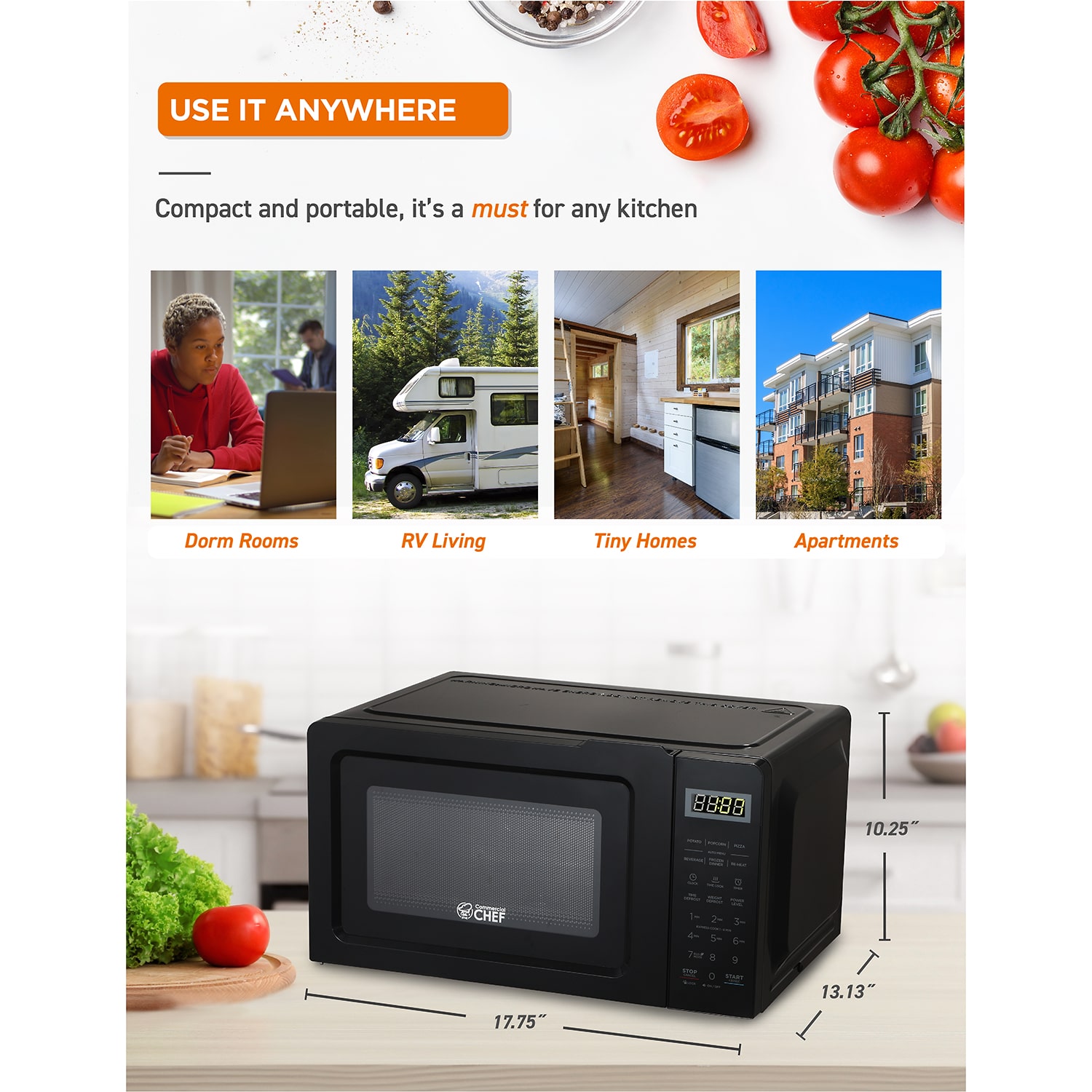 Commercial Chef 0.7-Cu. Ft. Countertop Microwave - Black