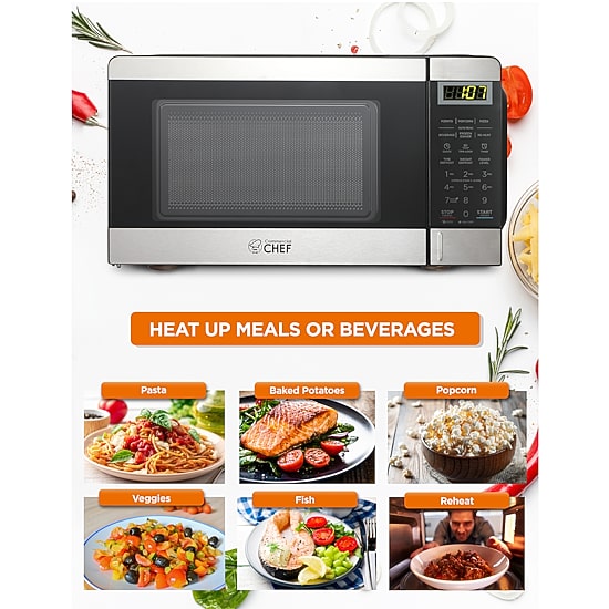 Commercial Chef 0.7-Cu. Ft. Countertop Microwave - Black with Stainless Steel Trim