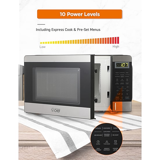 Commercial Chef 0.7-Cu. Ft. Countertop Microwave - Black with Stainless Steel Trim