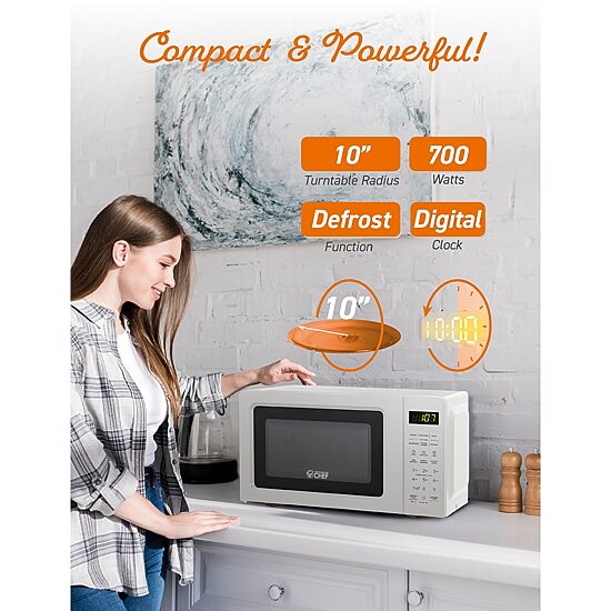 Commercial Chef 0.7-Cu. Ft. Countertop Microwave - White