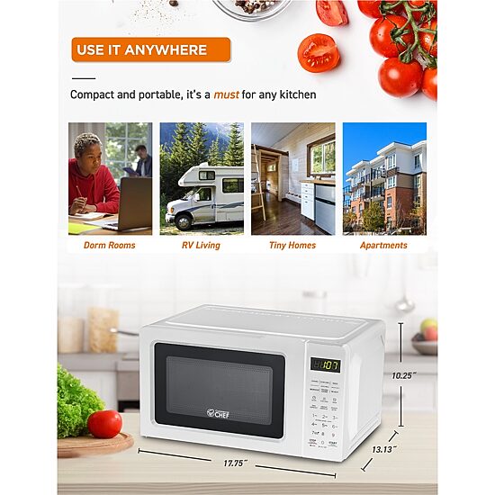 Commercial Chef 0.7-Cu. Ft. Countertop Microwave - White