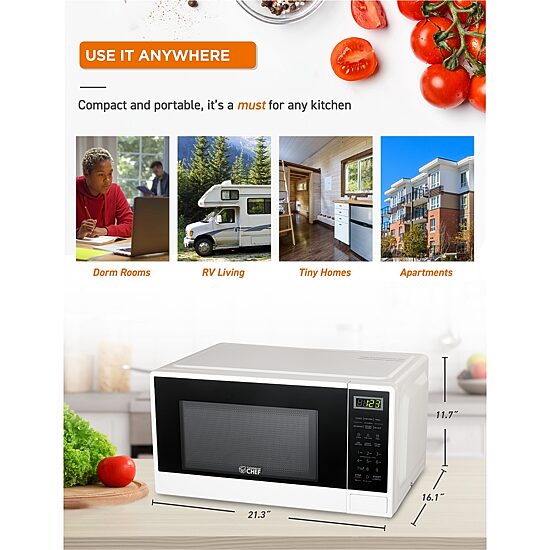 Commercial Chef 1.1-Cu. Ft. Countertop Microwave - White