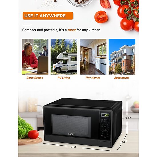 Commercial Chef 1.1-Cu. Ft. Countertop Microwave - Black