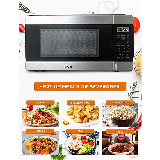 Commercial Chef 1.1-Cu. Ft. Countertop Microwave - Stainless Steel Front