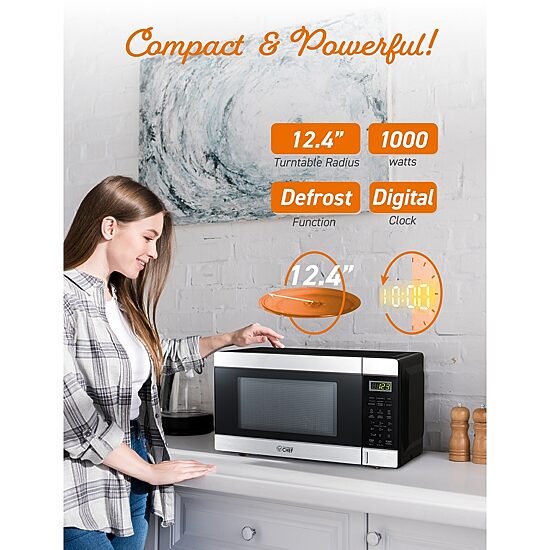 Commercial Chef 1.1-Cu. Ft. Countertop Microwave - Stainless Steel Front
