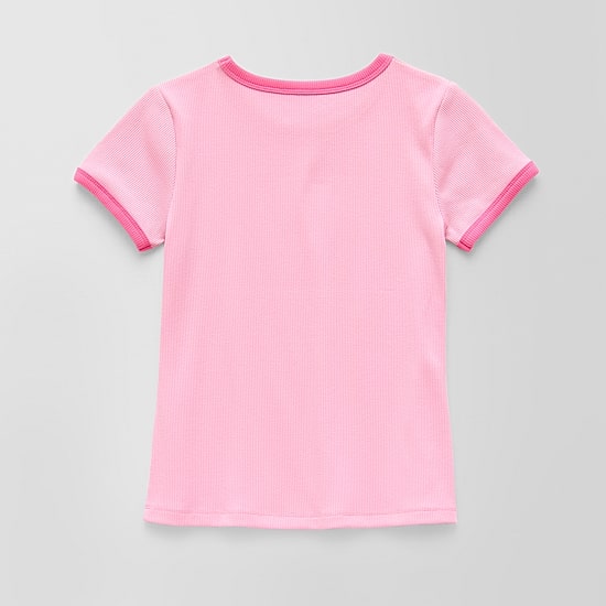 Thereabouts Rib Little & Big Kid Girls Crew Neck Short Sleeve Classic Fit Graphic T-Shirt