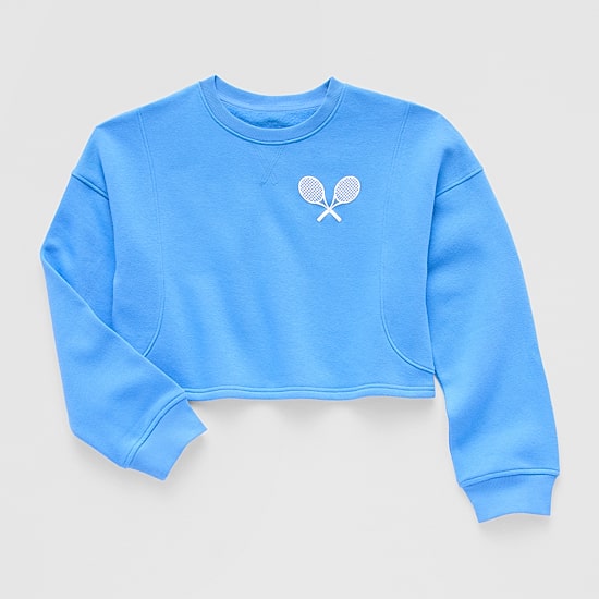 Xersion Little & Big Kid Girls Crew Neck Fleece Long Sleeve Sweatshirt