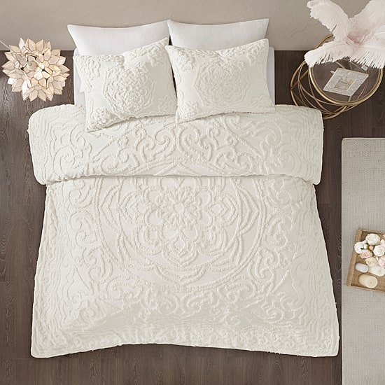 Madison Park Virginia 3pc Tufted Cotton Chenille Medallion Comforter Set