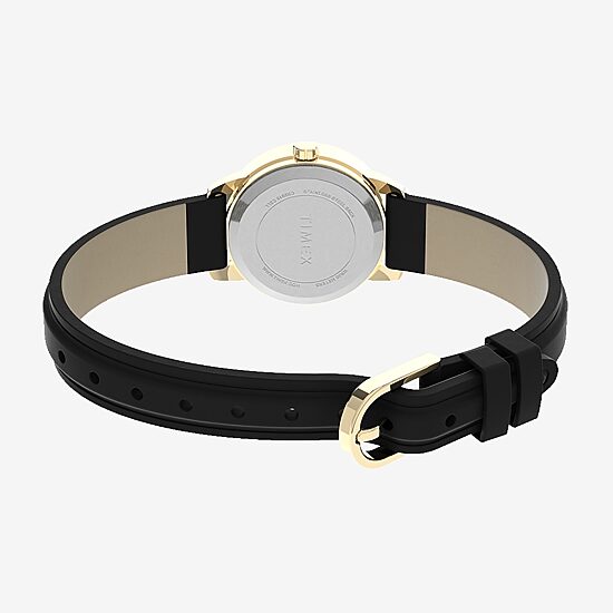 Timex Womens Black Leather Strap Watch 2h341