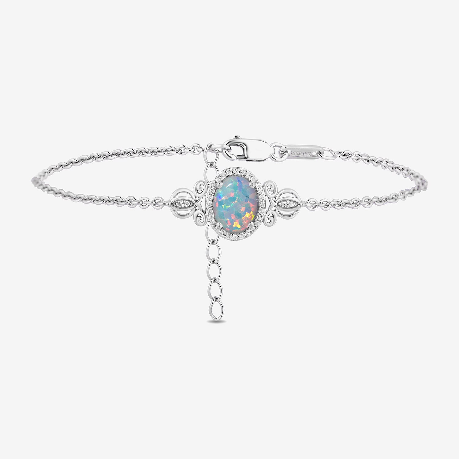 Womens Sterling Silver 7 Inch Rolo Oval Cinderella Princess Chain Bracelet