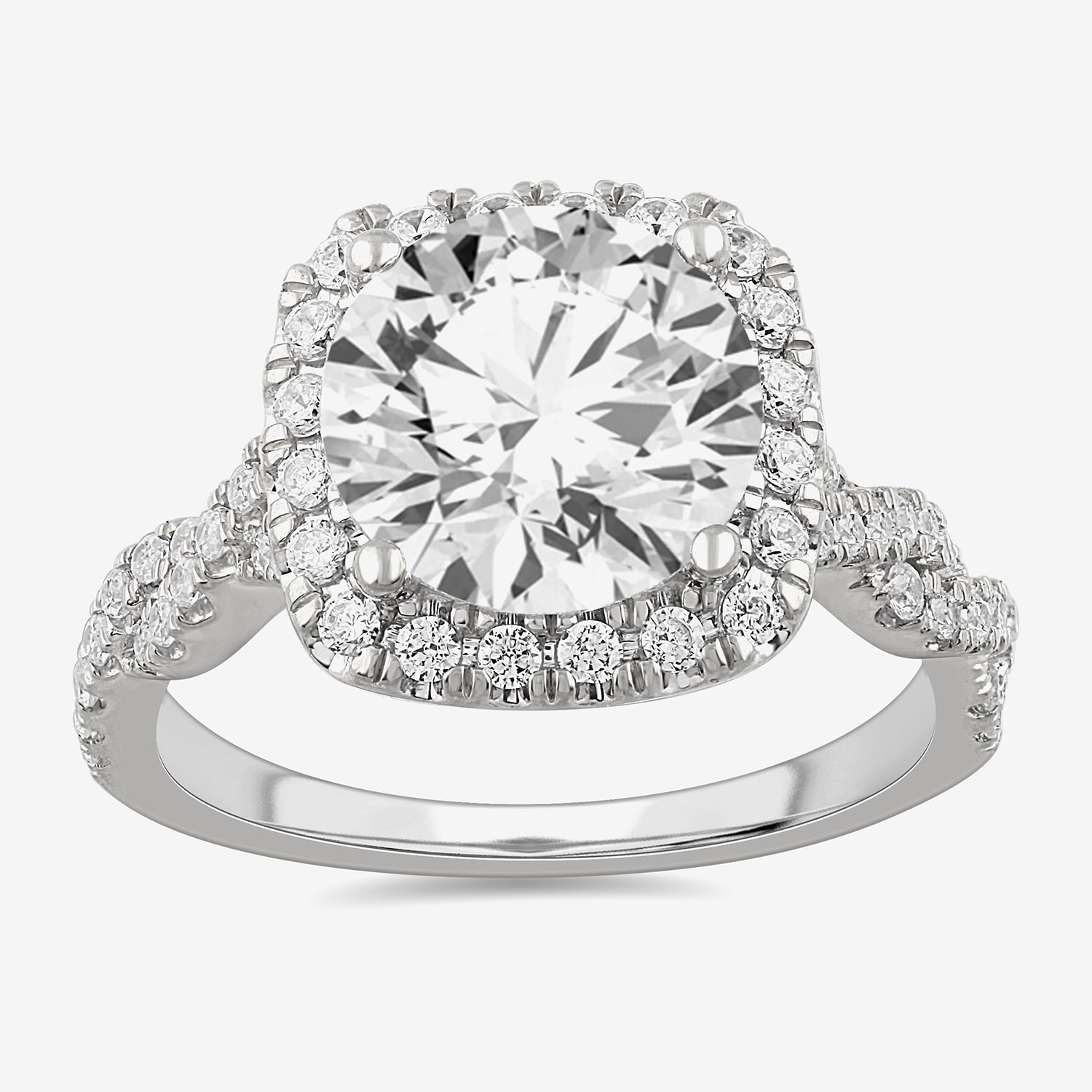 (H-I / Si1-Si2) Womens 3 3/4 CT. T.W. Lab Grown White Diamond 14K Gold Oval Side Stone Halo Engagement Ring