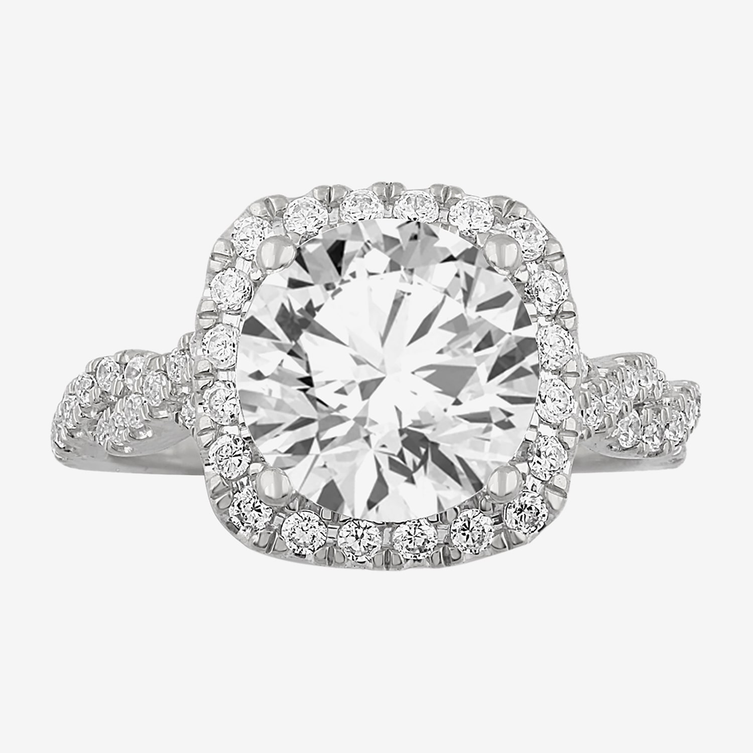 (H-I / Si1-Si2) Womens 3 3/4 CT. T.W. Lab Grown White Diamond 14K Gold Oval Side Stone Halo Engagement Ring