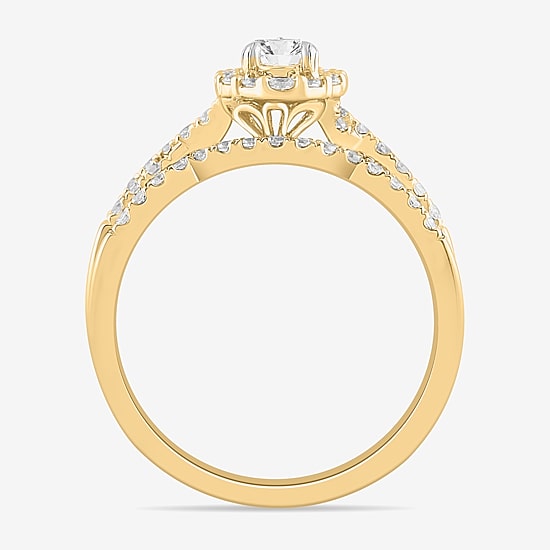 Signature By Modern Bride 7/8 CT.T.W. Lab-Grown (G-H / SI1-SI2) Diamond Pear Side Stone Bridal Set in 10K or 14K Gold