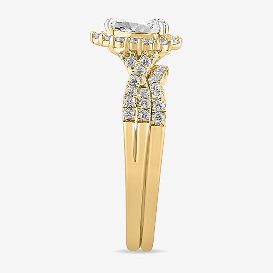Signature By Modern Bride 7/8 CT.T.W. Lab-Grown (G-H / SI1-SI2) Diamond Pear Side Stone Bridal Set in 10K or 14K Gold