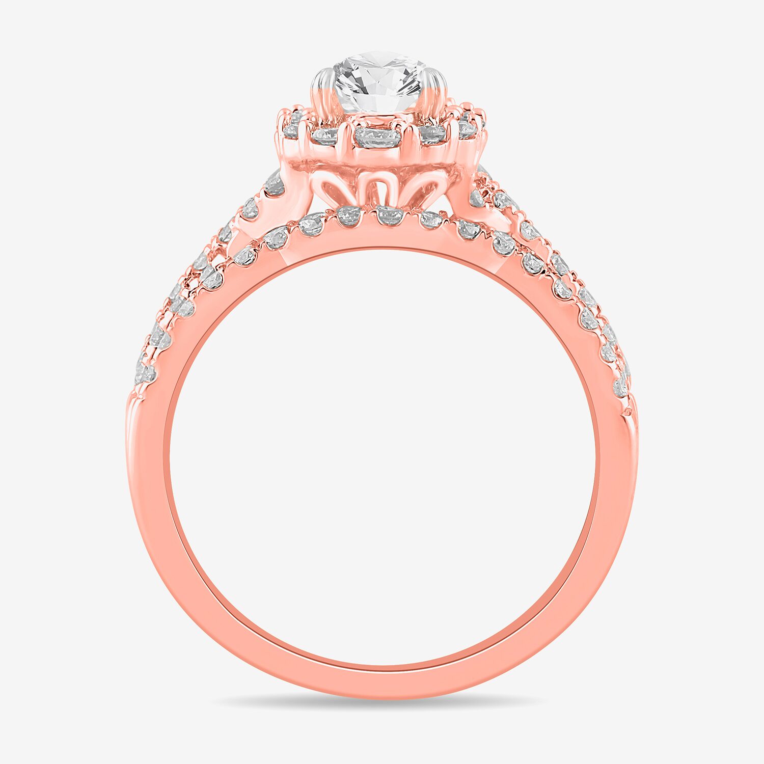 Signature By Modern Bride (G-H / Si1-Si2) Womens 1 1/3 CT. T.W. Lab Grown White Diamond 10K Gold Pear Side Stone Halo Bridal Set