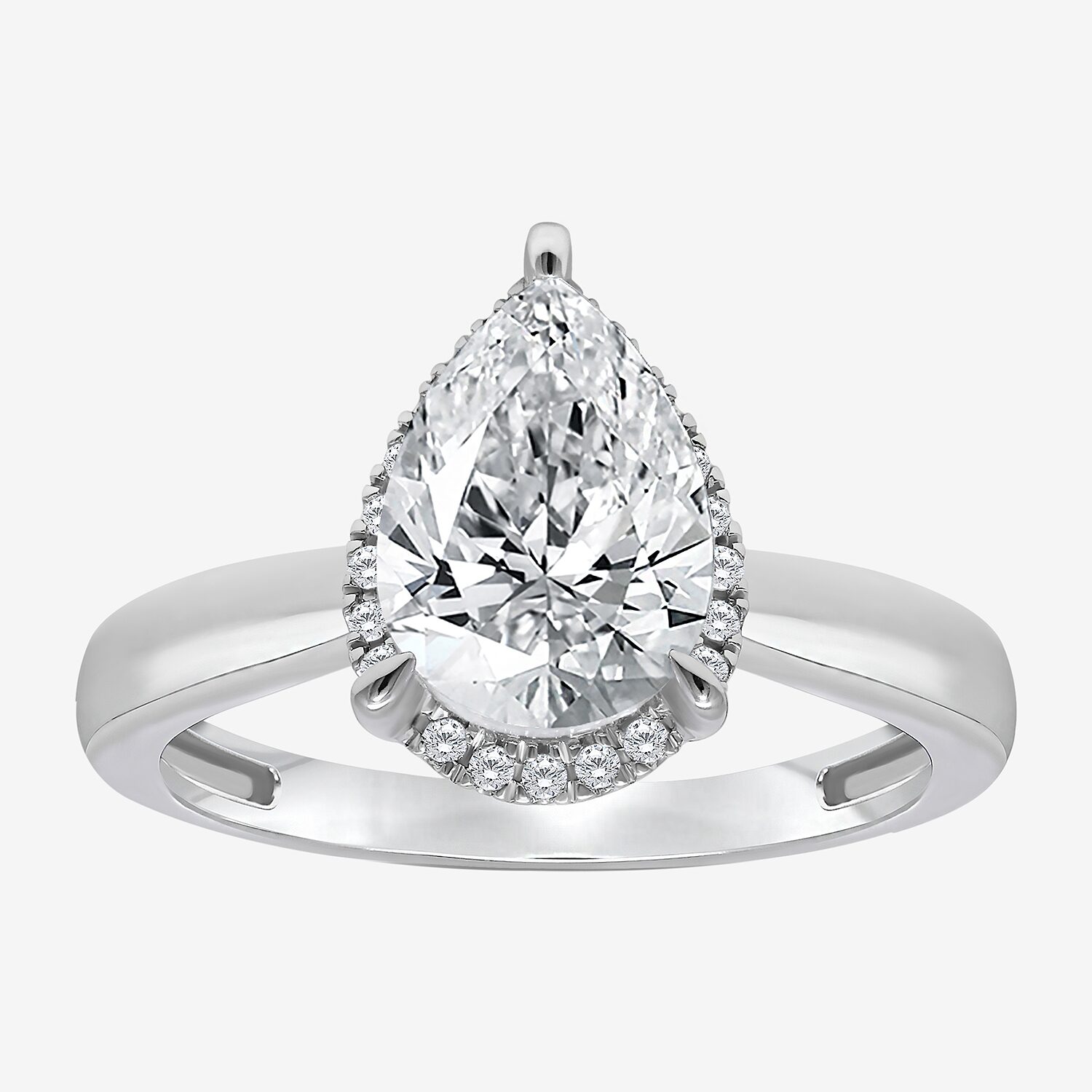 (I / I1) Womens 2 1/7 Ct. T.W. Lab Grown White Diamond 14K Gold Pear Halo Engagement Ring