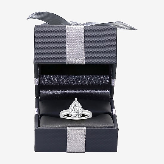 (I / I1) Womens 2 1/7 Ct. T.W. Lab Grown White Diamond 14K Gold Pear Halo Engagement Ring