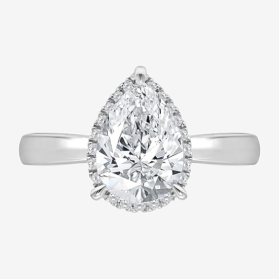 (I / I1) Womens 2 1/7 Ct. T.W. Lab Grown White Diamond 14K Gold Pear Halo Engagement Ring