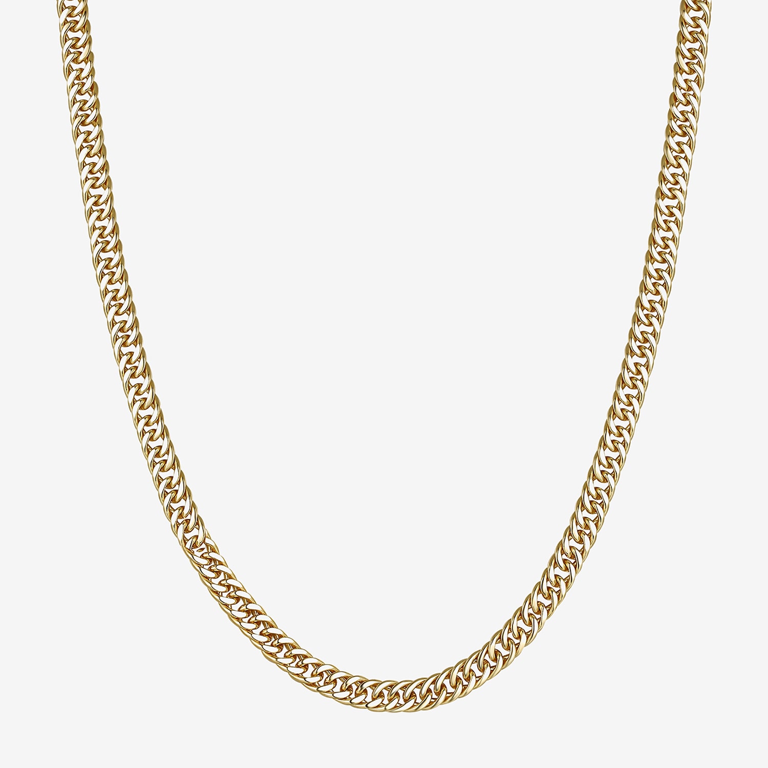 14K Gold Over Silver 18 to 30 Inch Solid Curb Chain Necklace